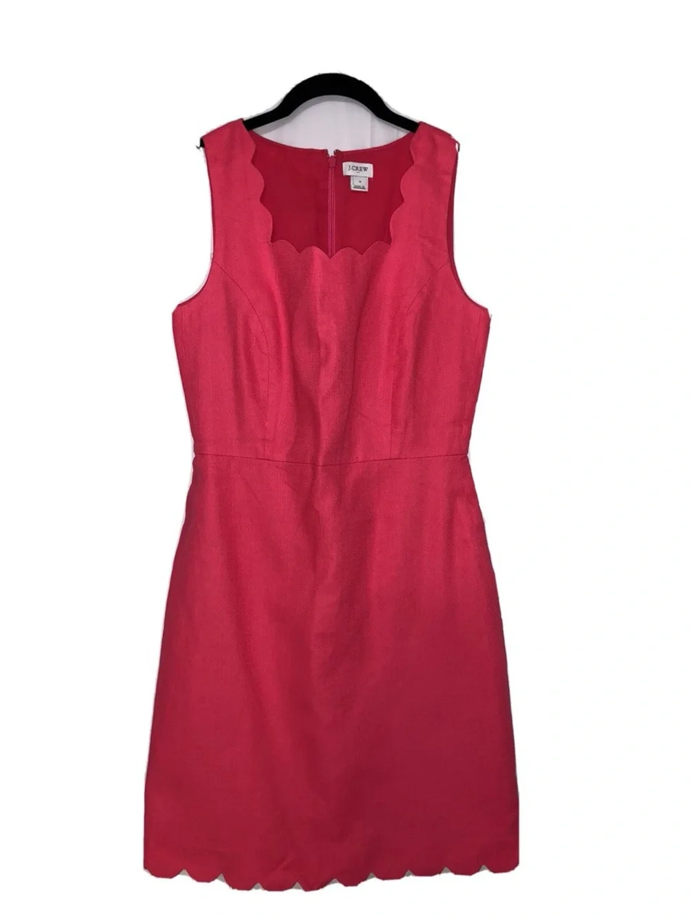 EUC J. Crew Scalloped Sheath Midi Dress, Sleeveless, Lined and Zipper Back